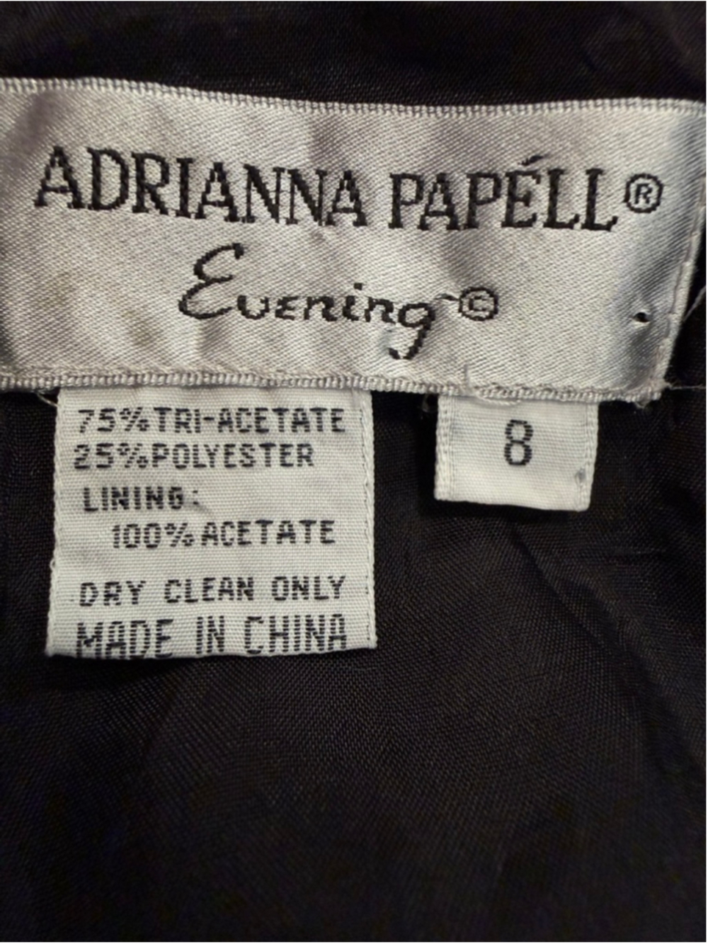 Adrianna Papell Evening Vintage Black Silk-Like Maxi Gown Minimalist Glam 8 - Picture 9 of 14